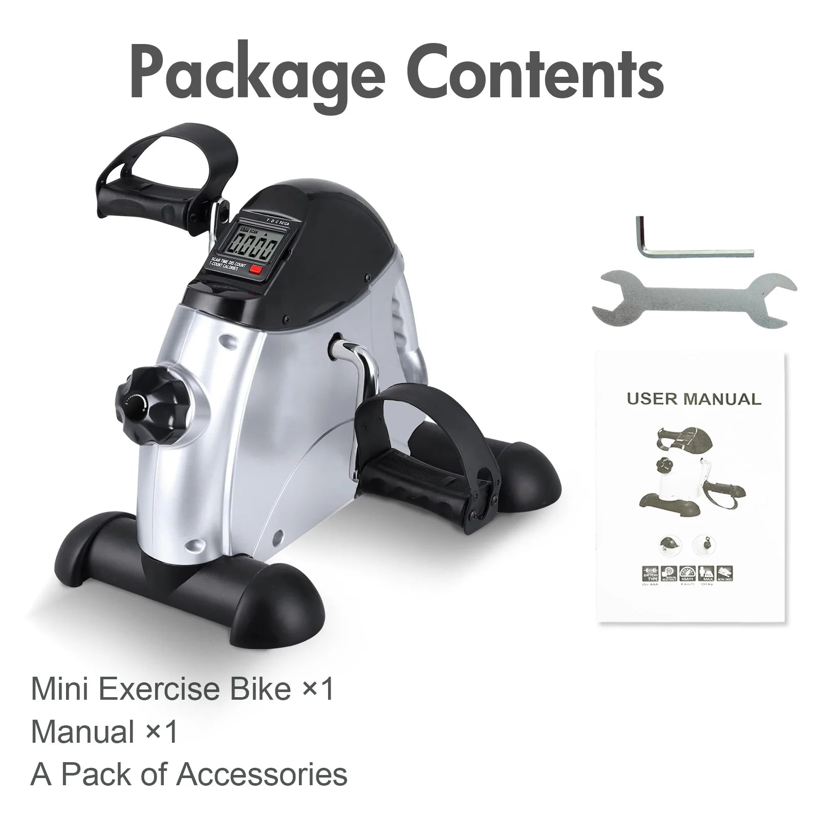 Under Desk Bike Pedal Exerciser, Mini Cycle Exercise Bike, Portable Leg Exerciser with Digital Display for Home