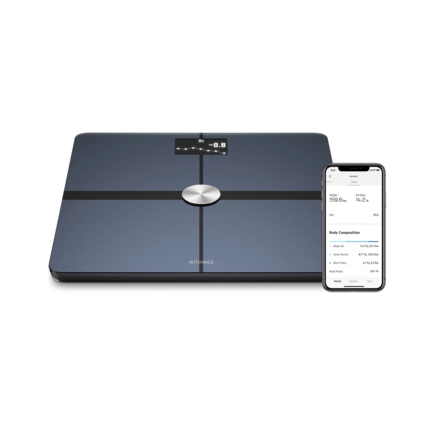 Body+ - Digital Wi-Fi Smart Bathroom Scale in Black, 398 Lb Capacity