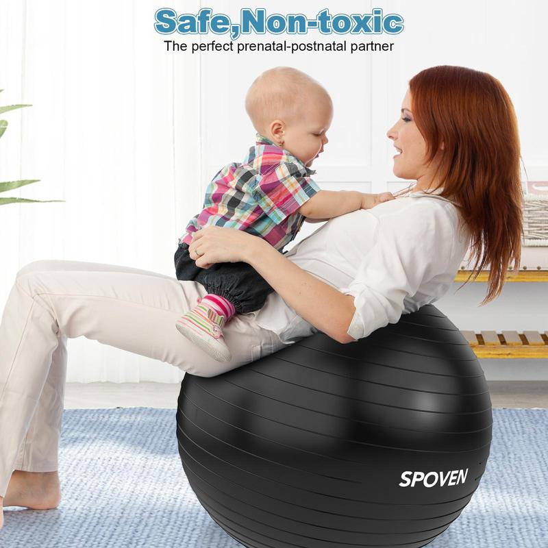Yoga & Exercise Ball for Fitness, Balance, and Therapy - Available in 2 Sizes, Includes Quick Pump, Ideal for Pregnancy, Stability Training