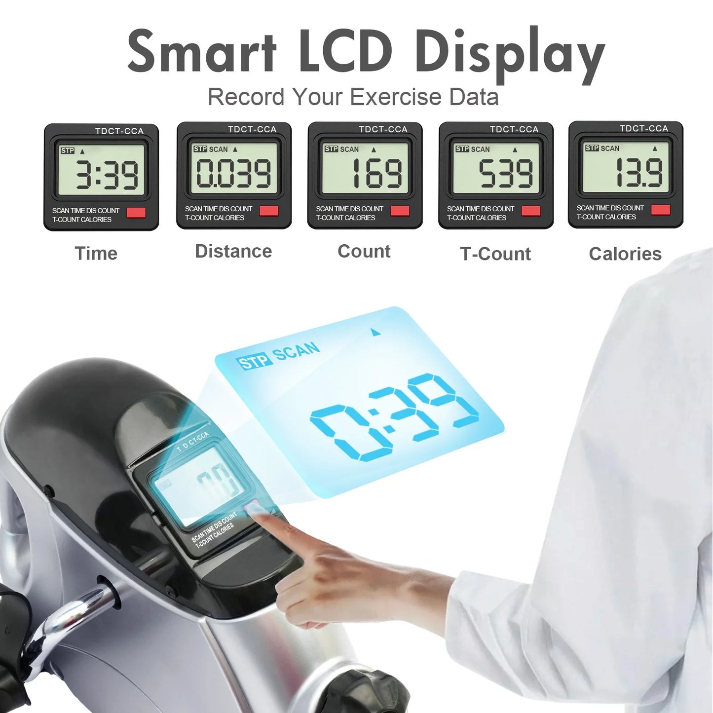 Under Desk Bike Pedal Exerciser, Mini Cycle Exercise Bike, Portable Leg Exerciser with Digital Display for Home