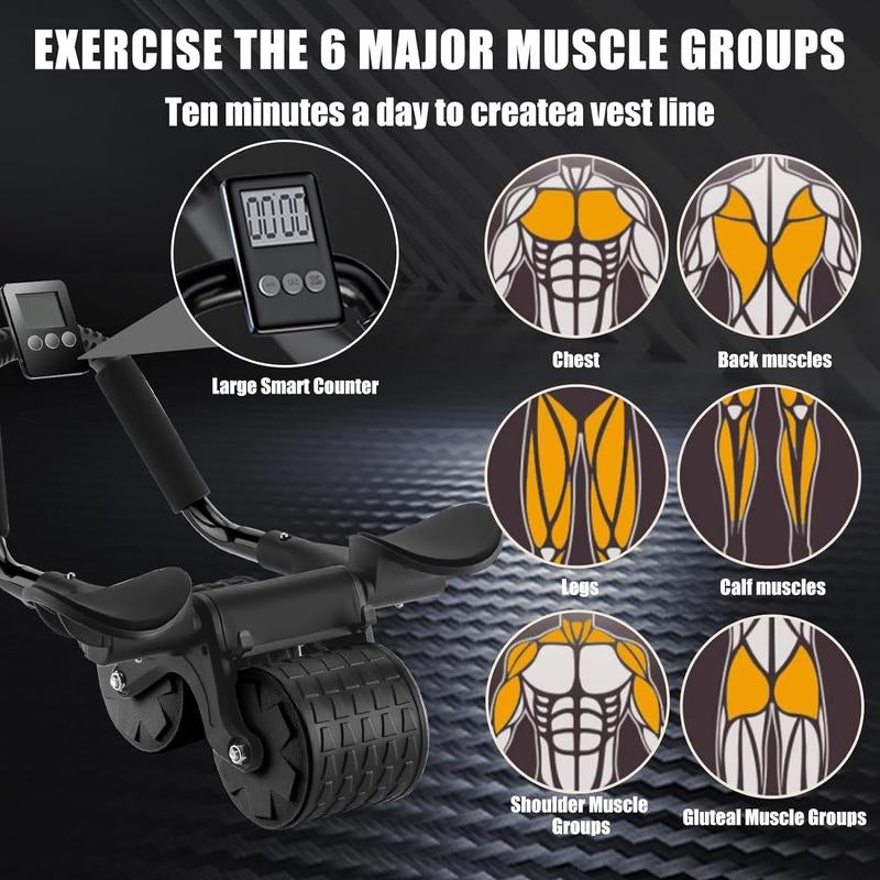 Tekdeals Elbow Support Automatic Rebound Abdominal Wheel, Ab Roller for Abdominal Exercise Machine, Abs Workout Equipment, Dolly Core Strengthening Trainer Fitness Belly Training