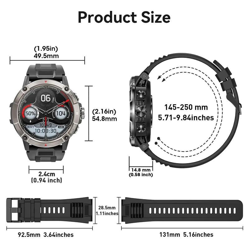 Smart Watch with Answer/Make Call, 1.52" HD Touch Screen Smart Watches for Men Fitness Watch, IP68 Waterproof Stainless Steel Smartwatch for Android Ios, GPS Smart Watch, Sport Smart Watch, Men Gifts