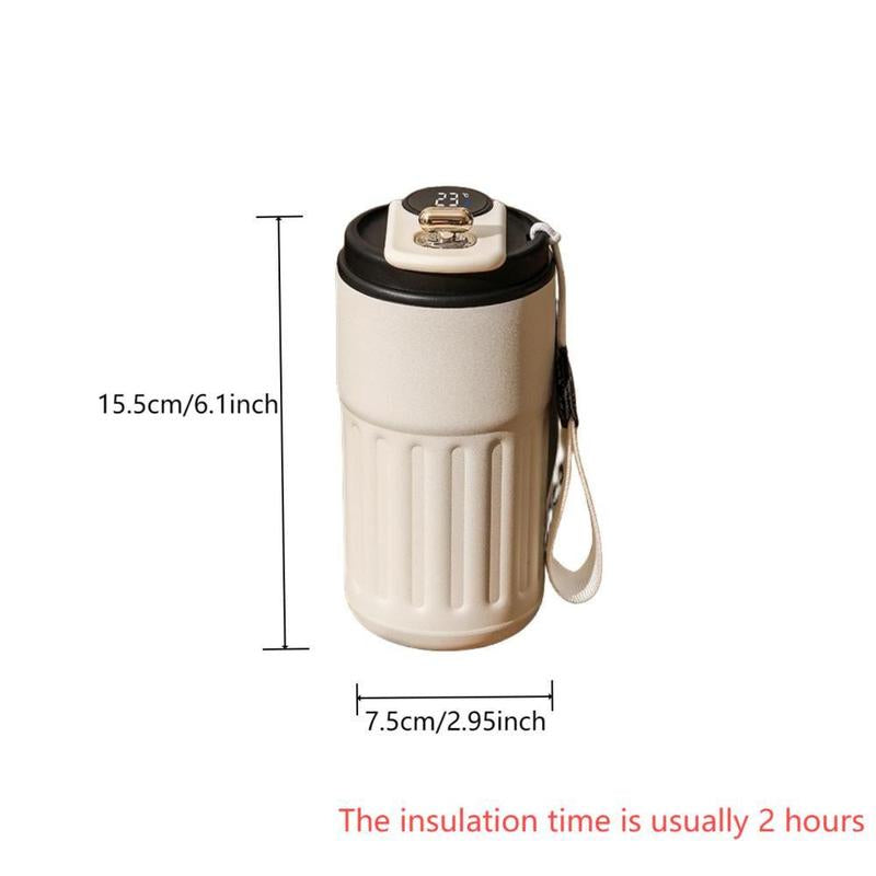 Temperature Display Insulated Mug, Portable Coffee Vacuum Insulated Bottle with Strap, Sports Water Bottle, Gym Accessories, Drinkware Cup, Valentine'S Day Gift