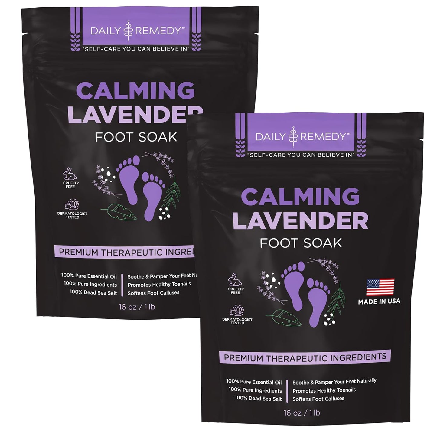 Calming Lavender Foot Soak with Epsom Salt - 2 PACK -Foot Soak Soothes Sore Tired Feet, Athletes Foot & Remove Foot Odor. Best Foot Spa Pedicure Set