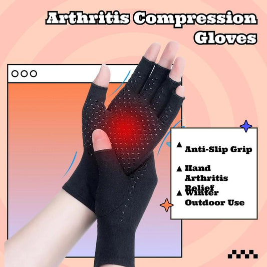 Arthritis Compression Gloves, 1 Pair Anti-Slip Glue Dot Fingerless Gloves for Work, Cycling Gloves, Sports & Outdoor Accessories for Women & Men, Fitness Accessories, Gym Accessories, Adjustable Strap Workout Equipment