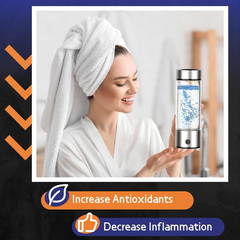 Portable Rechargeable Hydrogen Water Bottle Generator with SPE/PEM Technology for Home Office Travel Fitness Drinking - Tumbler, Stylish Classic