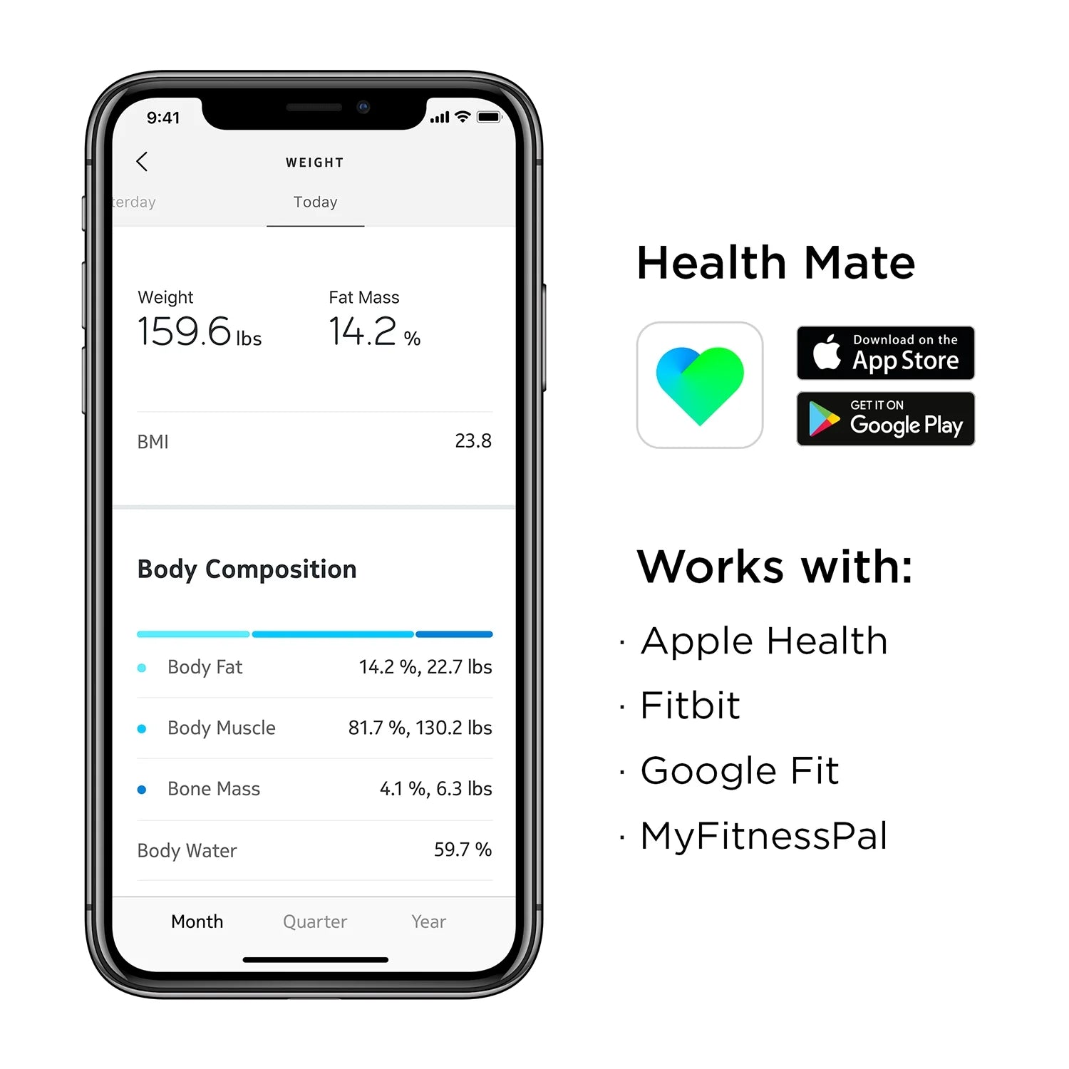 Body+ - Digital Wi-Fi Smart Bathroom Scale in Black, 398 Lb Capacity