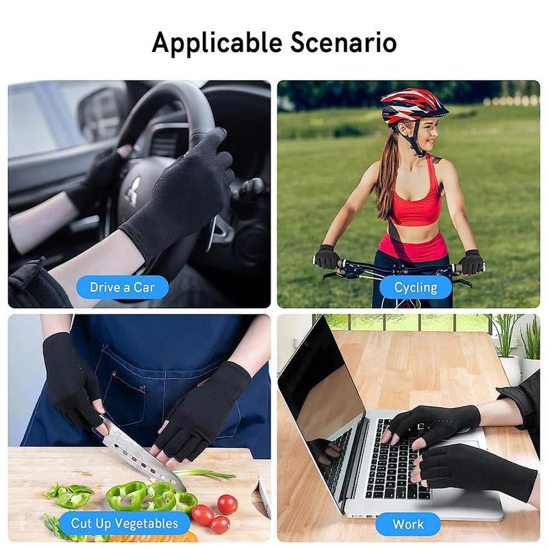 Arthritis Compression Gloves, 1 Pair Anti-Slip Glue Dot Fingerless Gloves for Work, Cycling Gloves, Sports & Outdoor Accessories for Women & Men, Fitness Accessories, Gym Accessories, Adjustable Strap Workout Equipment