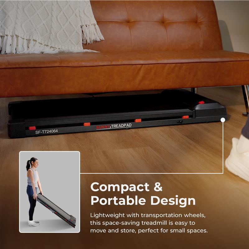 Treadpad 100 Smart Walking Treadmill, Wifi Treadmills – Compact, Foldable, Portable, under Desk & Incline Options (Manual & Auto), Brushless Motor, & Bluetooth Sunnyfit App, LED Display, Shock Absorption