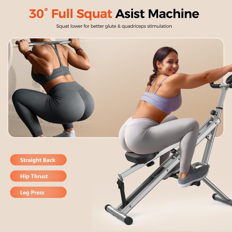 Flybird Squat Fitness Machine , Ride & Rowing Motion for Glutes, Thighs, Abs, and Leg Strength Training at Home, Foldable Core Trainer with 4 Resistance Levels,Whole Body Workout Machine with 330Lbs Capacity