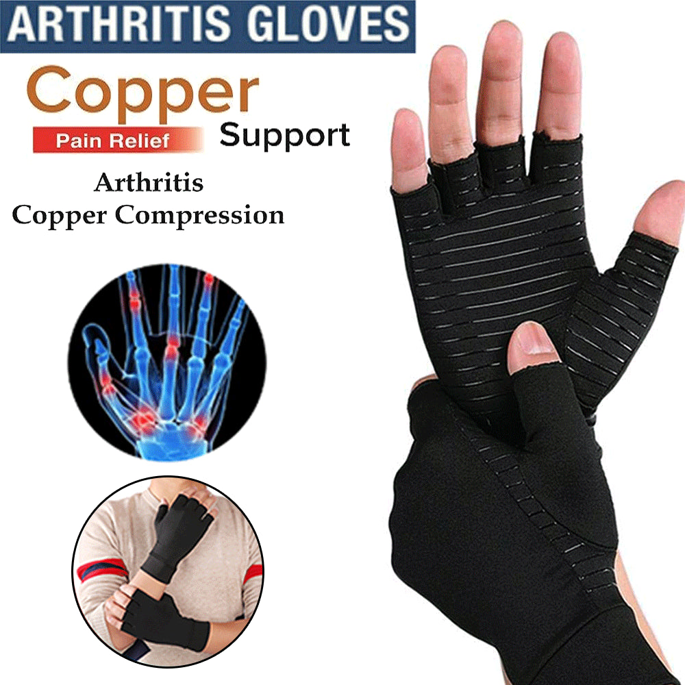 Copper Arthritis Compression Gloves Hand Wrist Brace Support Joint Pain Relief