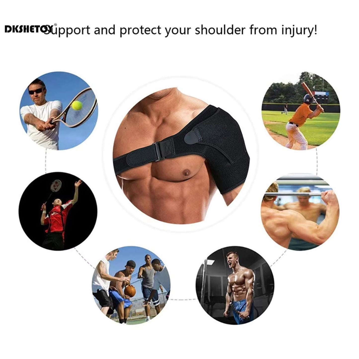 Support Brace for Torn Rotator Cuff Adjustable Shoulder Support Pad Belt Band Strap Wrap Compression Sleeves Back Brace Guard