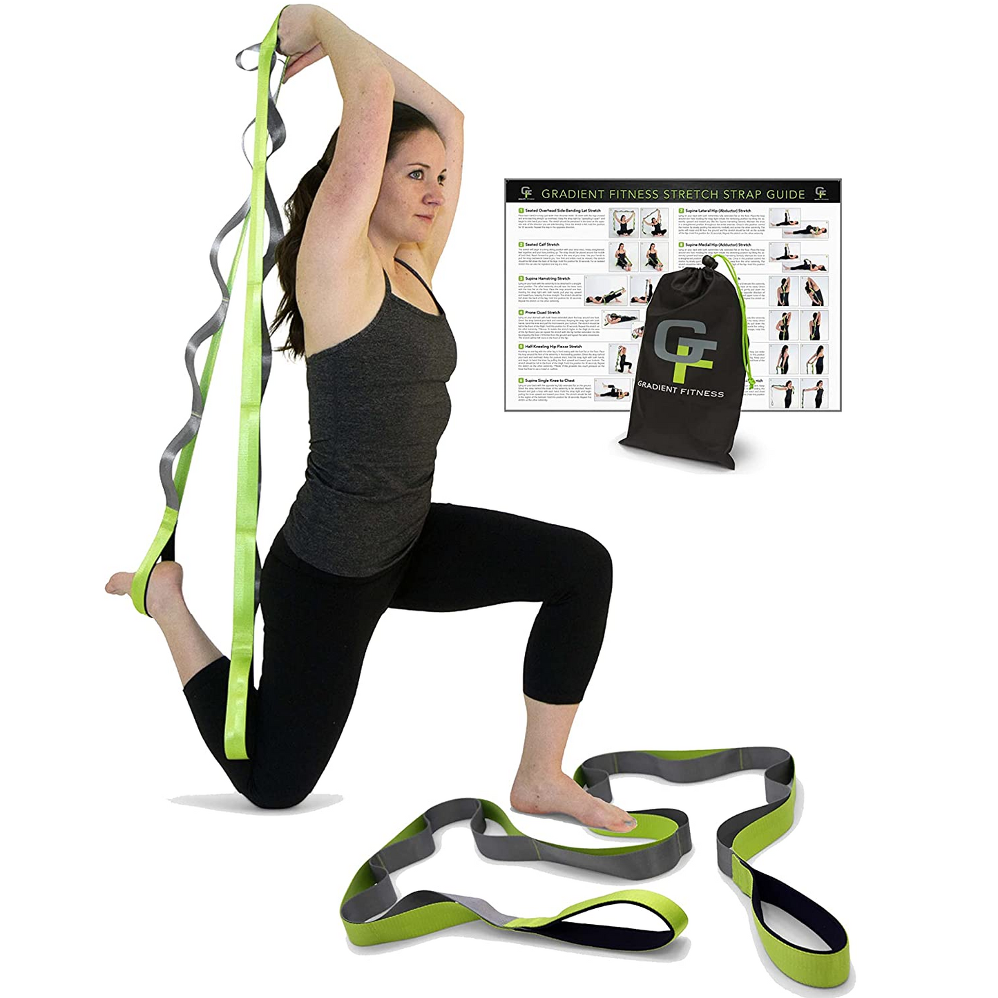 Stretching Strap for Physical Therapy, 12 Multi-Loop Stretch Strap 1.5" W X 8' L, Neoprene Handles, Physical Therapy Equipment, Yoga Straps for Stretching, Leg Stretcher.