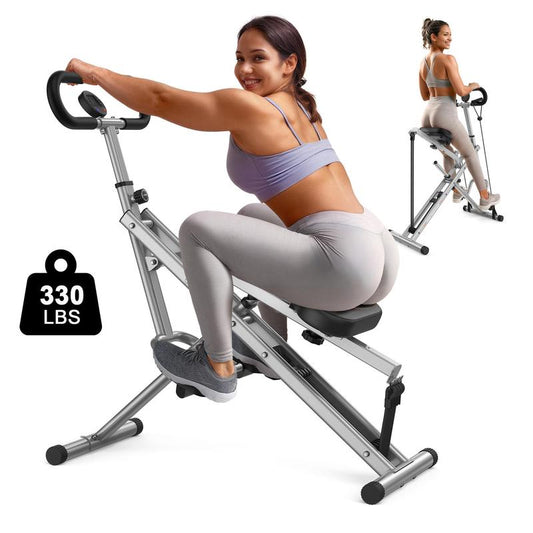 Flybird Squat Fitness Machine , Ride & Rowing Motion for Glutes, Thighs, Abs, and Leg Strength Training at Home, Foldable Core Trainer with 4 Resistance Levels,Whole Body Workout Machine with 330Lbs Capacity