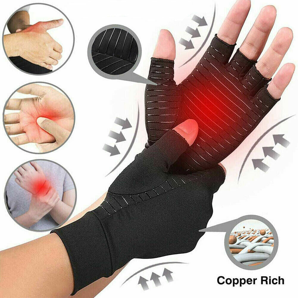 Copper Arthritis Compression Gloves Hand Wrist Brace Support Joint Pain Relief