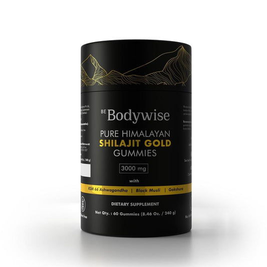 Be Bodywise by Root Labs Pure Himalayan Shilajit Gummies | 3000Mg with KSM-66 Ashwagandha, Gokshura, Fulvic Acid & 85+ Trace Minerals | No Added Sugar | Non-Gmo | for Men & Women | 60 Vegan Gummies | Natural Strength, Focus & Stamina Support