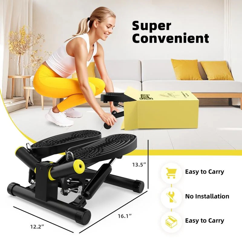 Ziwwvy Steppers for Exercises, Twisting Stepper for Butt Lifting with Resistance Bands and 330Lbs Weight for Home and Office Use with LCD Monitor and Dual Hydraulic Fitness System to Sharping Waist