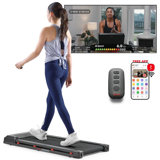 Treadpad 100 Smart Walking Treadmill, Wifi Treadmills – Compact, Foldable, Portable, under Desk & Incline Options (Manual & Auto), Brushless Motor, & Bluetooth Sunnyfit App, LED Display, Shock Absorption