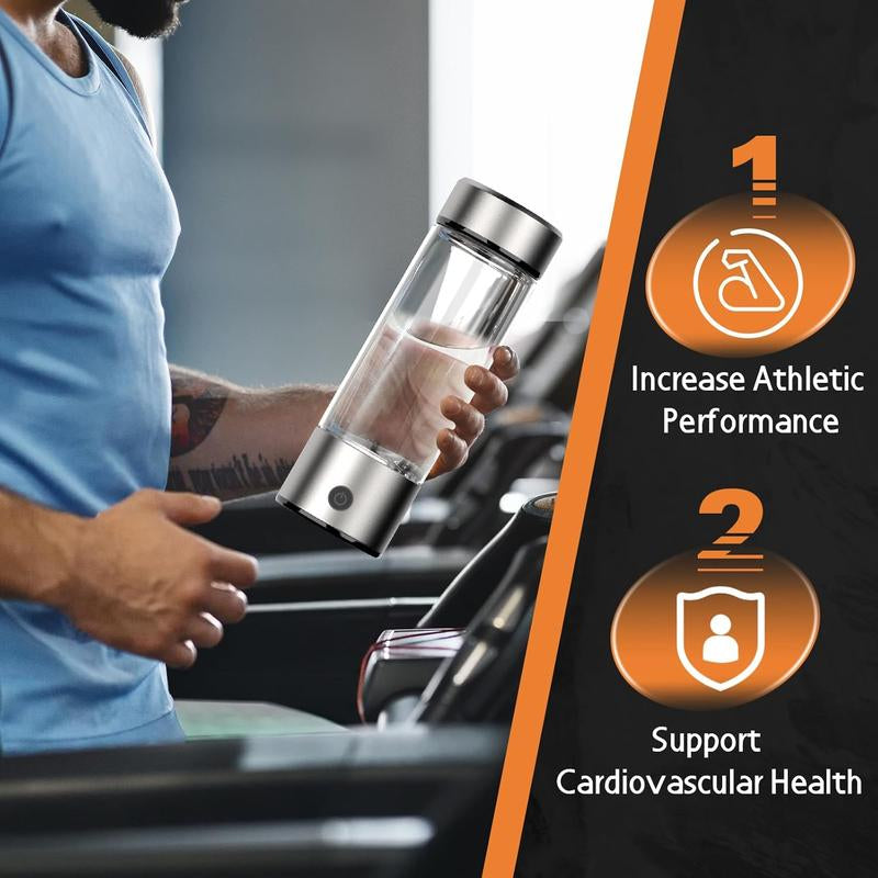 Portable Rechargeable Hydrogen Water Bottle Generator with SPE/PEM Technology for Home Office Travel Fitness Drinking - Tumbler, Stylish Classic