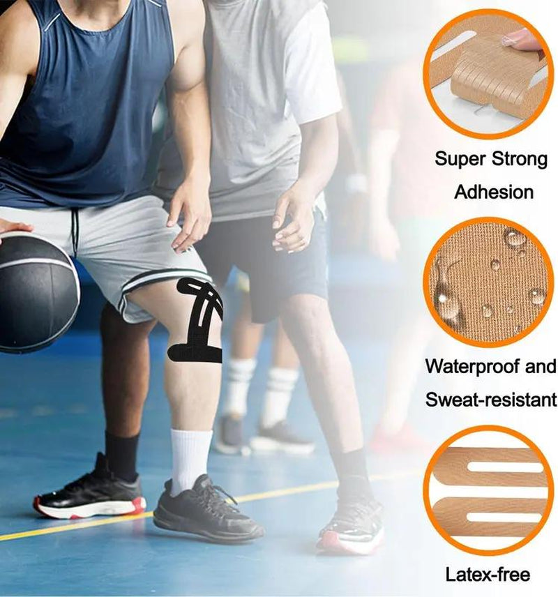 Precut Kinesiology Tape for Knees,15-30 Pcs -Elastic Knee Support & Stability, Pain Reliefwaterproof, Breathable, Hypoallergenic Athletictape