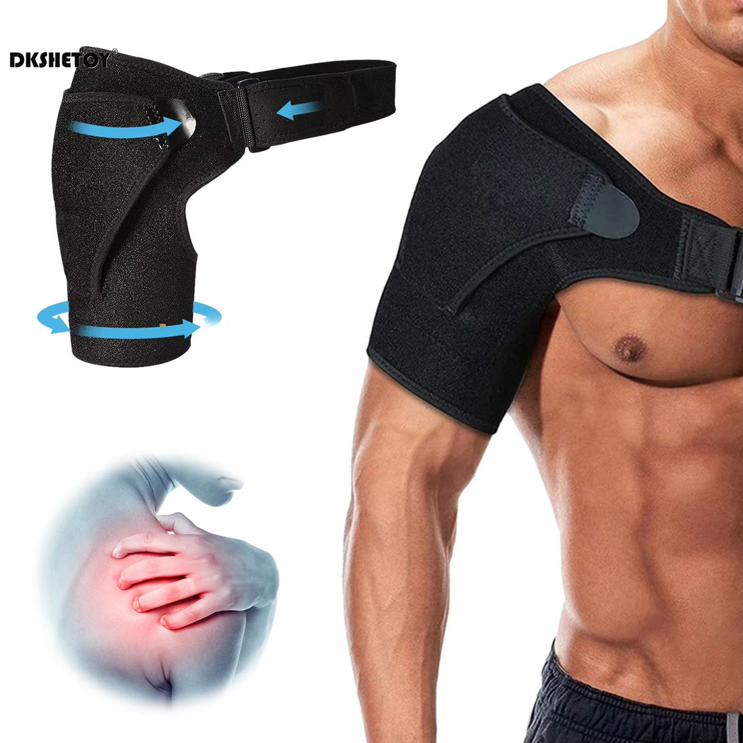 Support Brace for Torn Rotator Cuff Adjustable Shoulder Support Pad Belt Band Strap Wrap Compression Sleeves Back Brace Guard