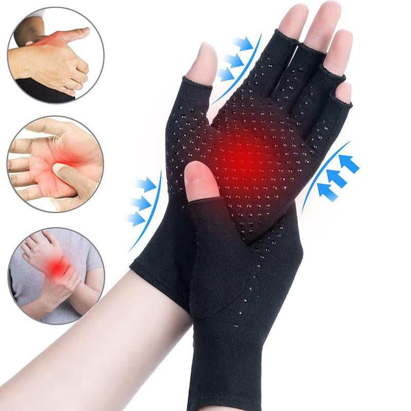 Arthritis Compression Gloves, 1 Pair Anti-Slip Glue Dot Fingerless Gloves for Work, Cycling Gloves, Sports & Outdoor Accessories for Women & Men, Fitness Accessories, Gym Accessories, Adjustable Strap Workout Equipment
