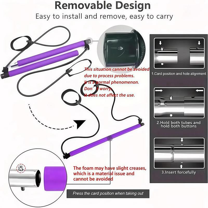 Multifunctional Pilates Stick, 1 Set Back Training Elastic Rope, Yoga Resistance Band, Fitness Equipment for Home Gym Workout, Stretching Gear, Gym Accessories, Stretch Rope, Workout Bands, Pilates Reformer