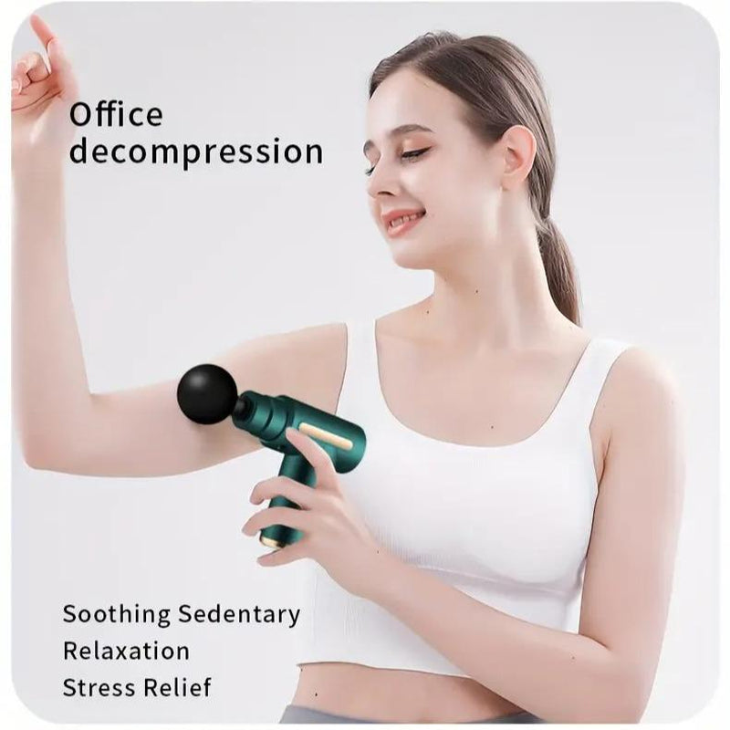 Mini Comfort Electric Fascia Massager Portable Handheld with 4 Replacement Heads for Home Gym Workout USB Electric Muscle Massager Durable Body Care