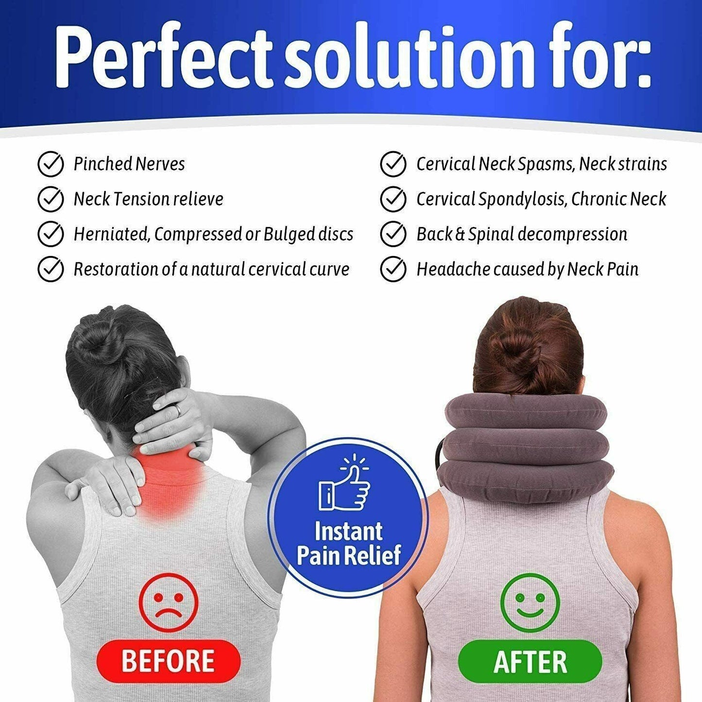 Cervical Neck Traction Device Collar Brace Support Pain Relife Stretcher Therapy