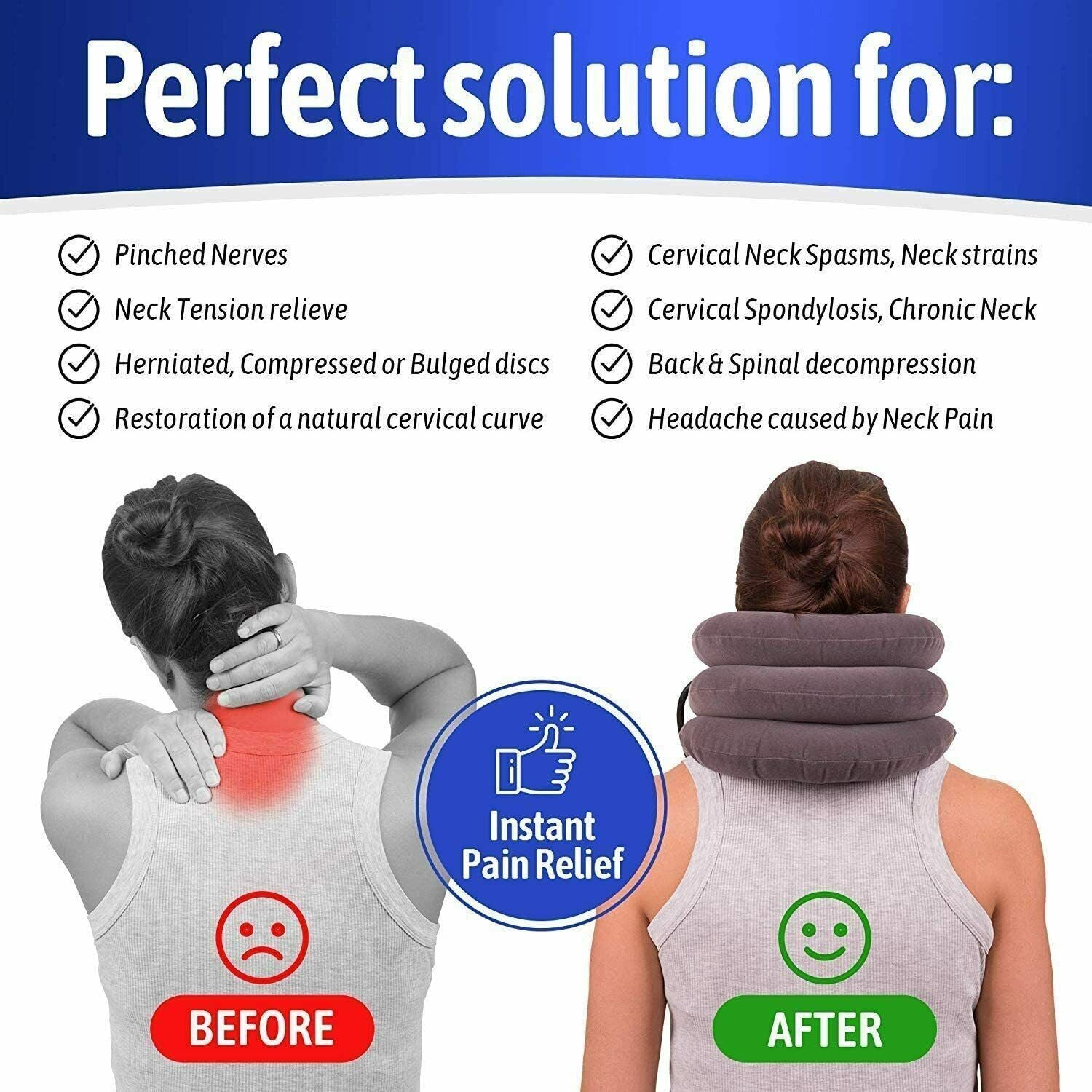 Cervical Neck Traction Device Collar Brace Support Pain Relife Stretcher Therapy