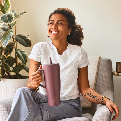 Era 40 Oz Tumbler with Handle and Straw | 100% Leakproof Insulated Tumbler with Lid and Straw | Made of Stainless Steel | Cup Holder Friendly Base | 40Oz (Dune)