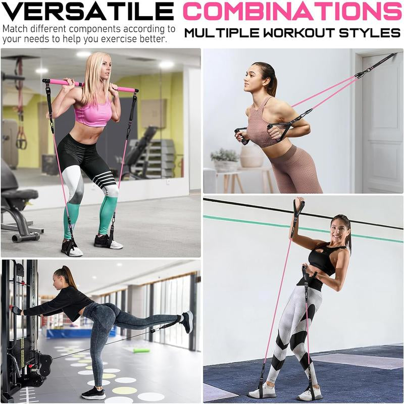 Pilates Bar Kit with Resistance Bands for Women & Men - Multifunctional Home Fitness Equipment for Yoga, Squat, and Butt Exercises