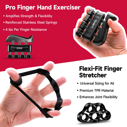 Adjustable Hand Grip Strengthener Workout Kit ( 10 to 132 LBS) - Black