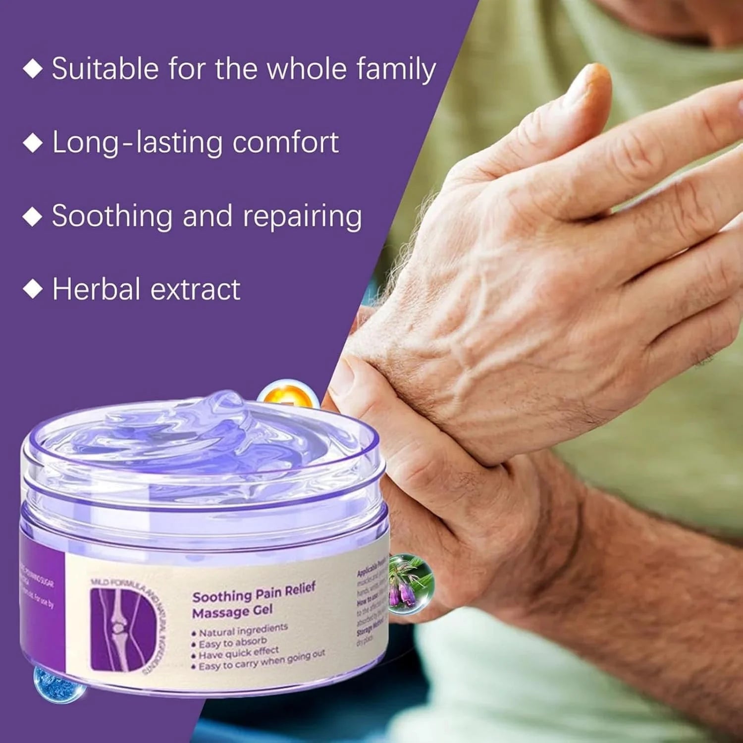 Kreain Purple Gel Kresin Joint Pain Purple Gel, Kresin Joint Gel for Joint Activities Throughout the Body, Purple Joint Repair Gel Relief for Back, Relief for Back, Neck, Hands, Kneel (1PC)