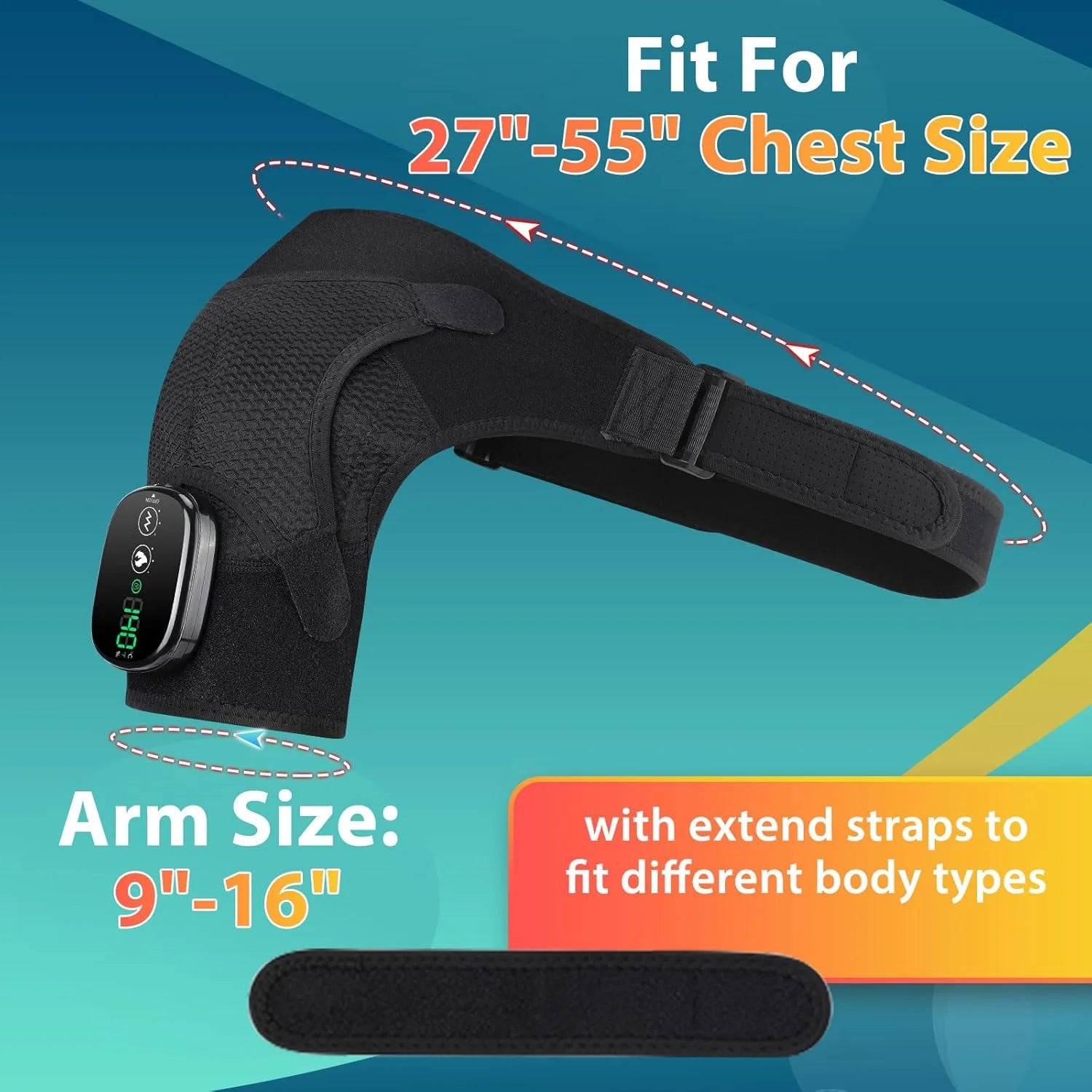 Cordless Shoulder Heating Pad, Heated Shoulder Brace with Vibration, Shoulder Massager for Men Women Shoulder Pain Relief