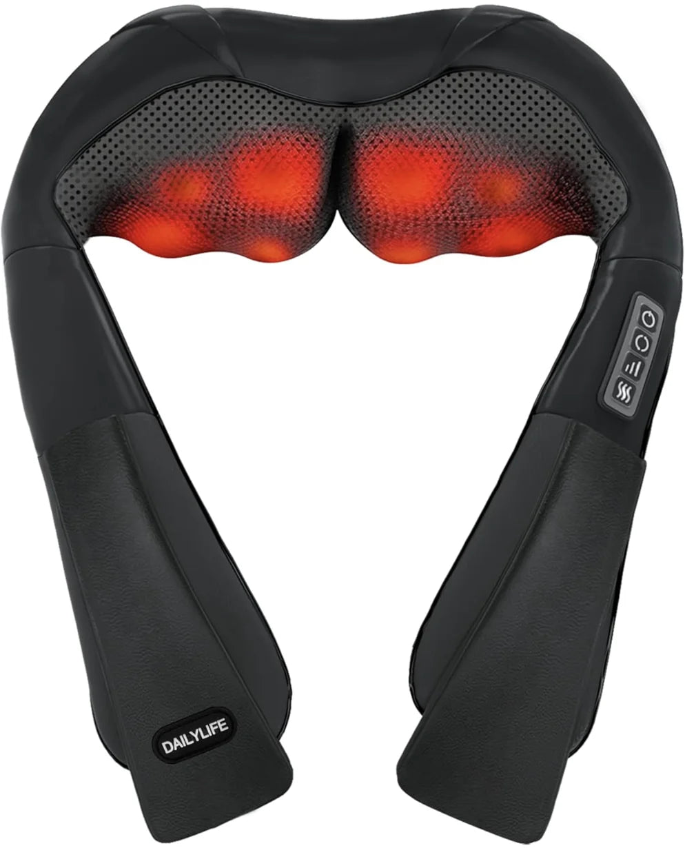 Dailylife Shiatsu Neck and Back Massager with Soothing Heat,  Electric Deep Tissue 3D Kneading Massage Pillow for Shoulder, Leg, Body Muscle Pain Relief,