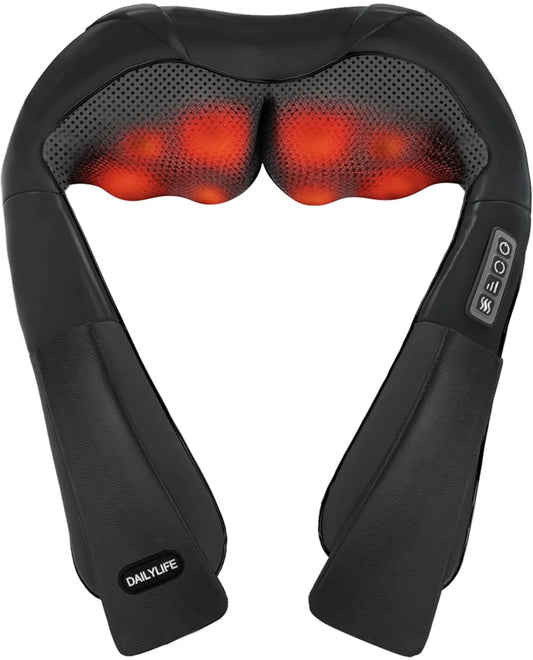 Dailylife Shiatsu Neck and Back Massager with Soothing Heat,  Electric Deep Tissue 3D Kneading Massage Pillow for Shoulder, Leg, Body Muscle Pain Relief,