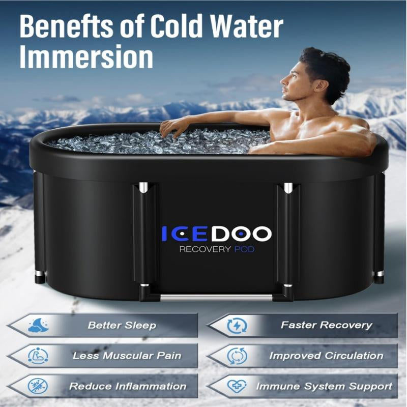Upgrade XL Ice Bath Tub, 129 Gal Large Cold Plunge Tub for Athletes with Cover, Portable Outdoor Hot Tubs Cold Water Therapy Ice Baths at Home,Gym