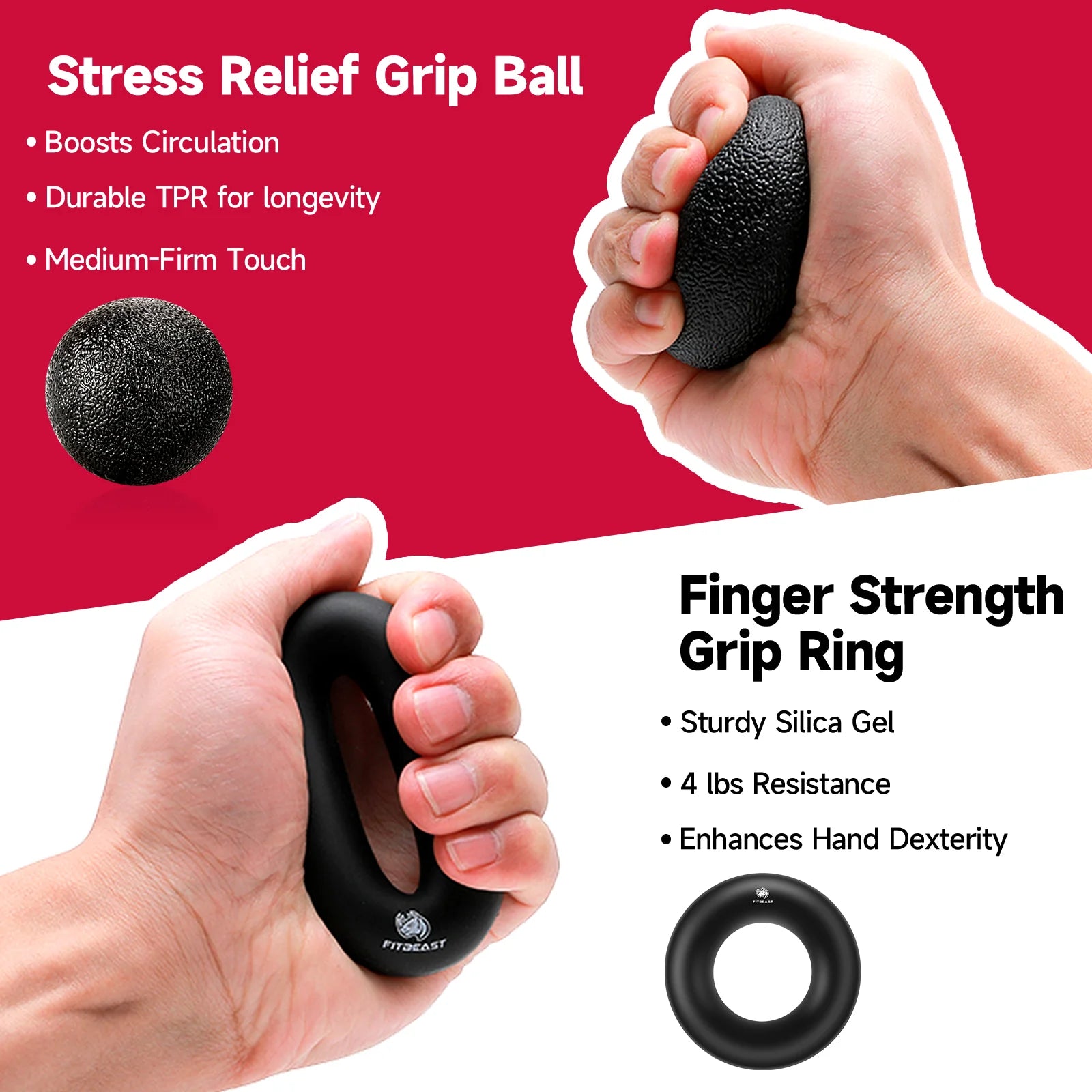 Adjustable Hand Grip Strengthener Workout Kit ( 10 to 132 LBS) - Black