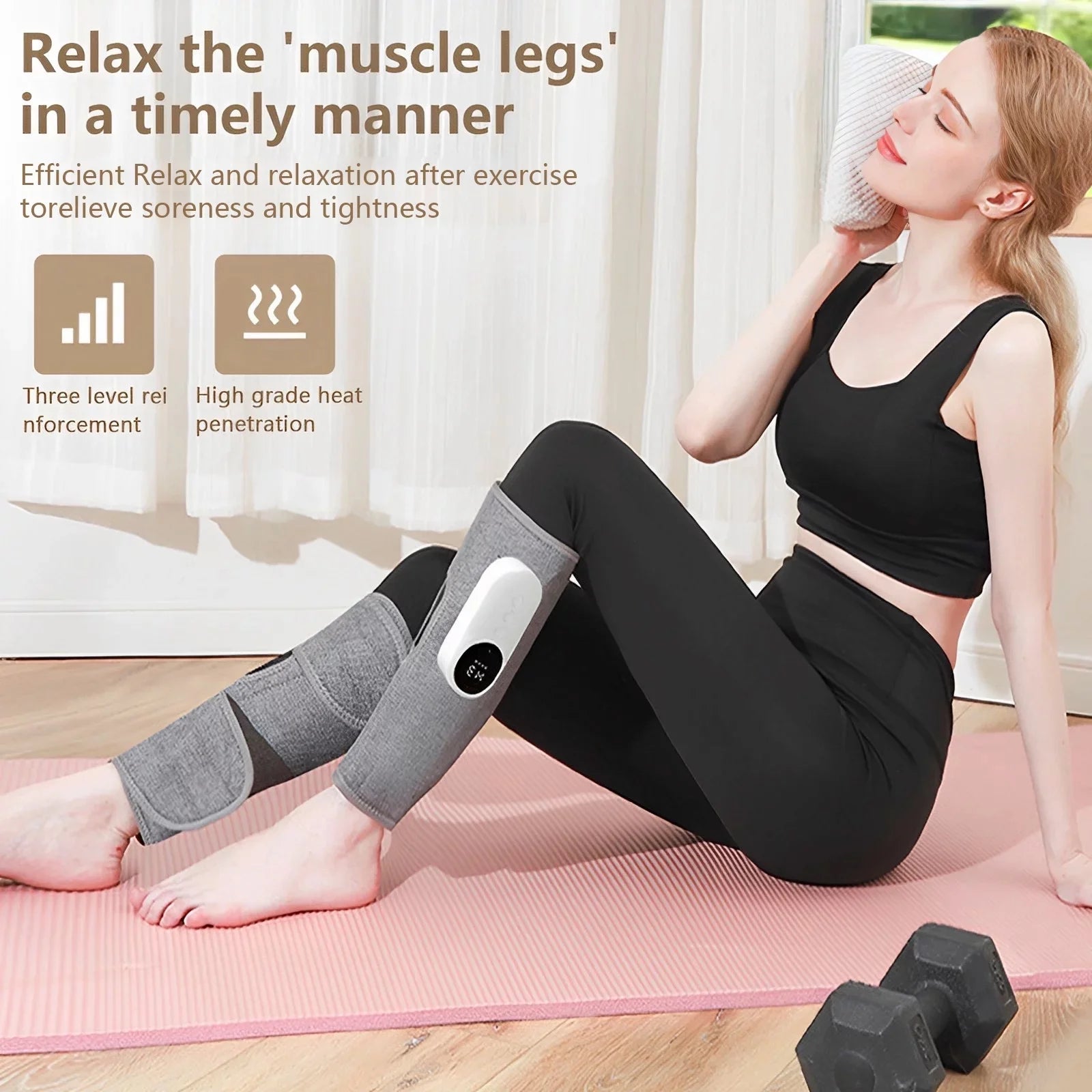 Leg Massager, Calf Air Compression Massager with Heat, 3 Intensities, 3 Modes, Leg Massager for Circulation and Pain Relief, Christmas Gifts, 1 Pcs Gray