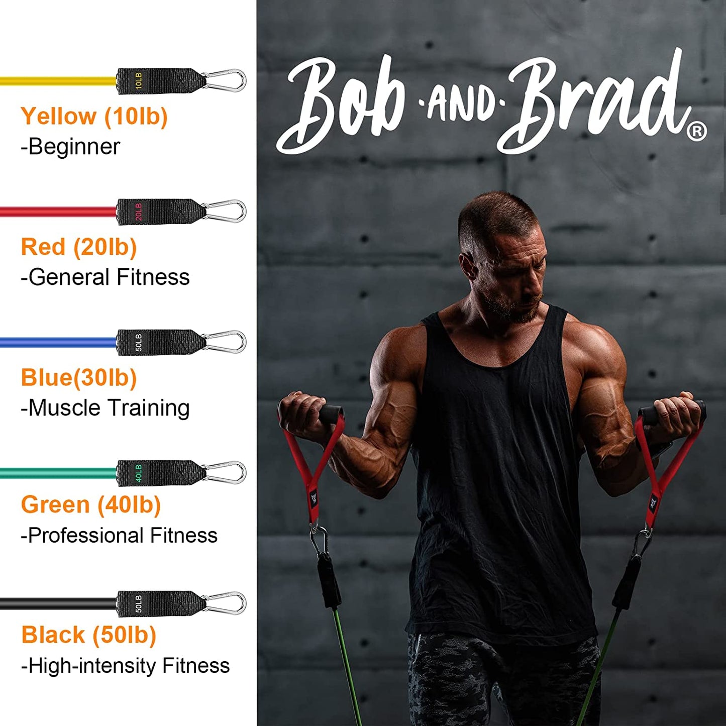 Resistance Bands, Resistance Bands Set for Workout Stackable up to 125-150 Lbs, Exercise Bands with Door Anchor, Ankle Straps, Handles and Carry Case for Strength, Yoga, Gym for Men and Women