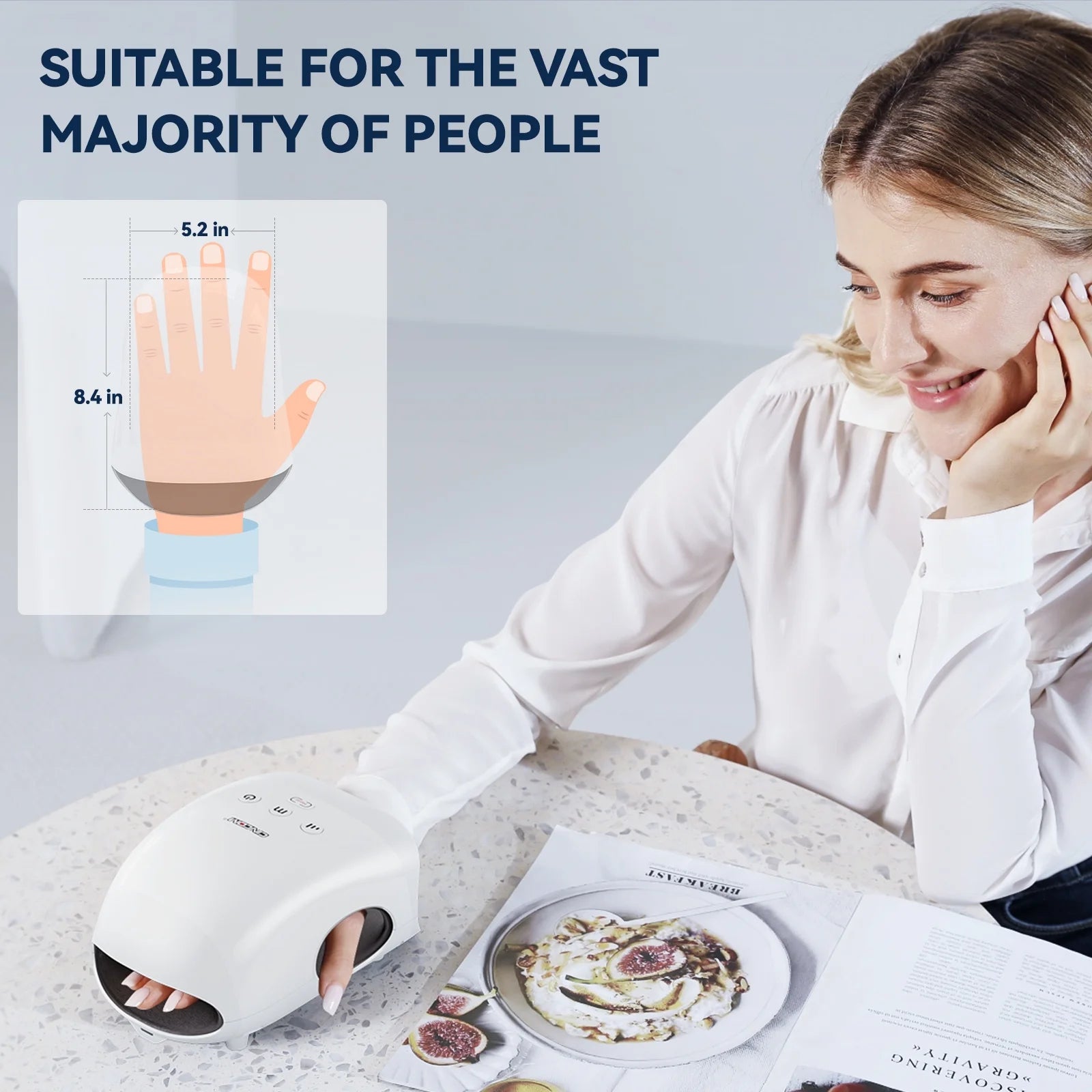 Cordless Hand Massager with Heat and Compression for Arthritis and Carpal Tunnel, White