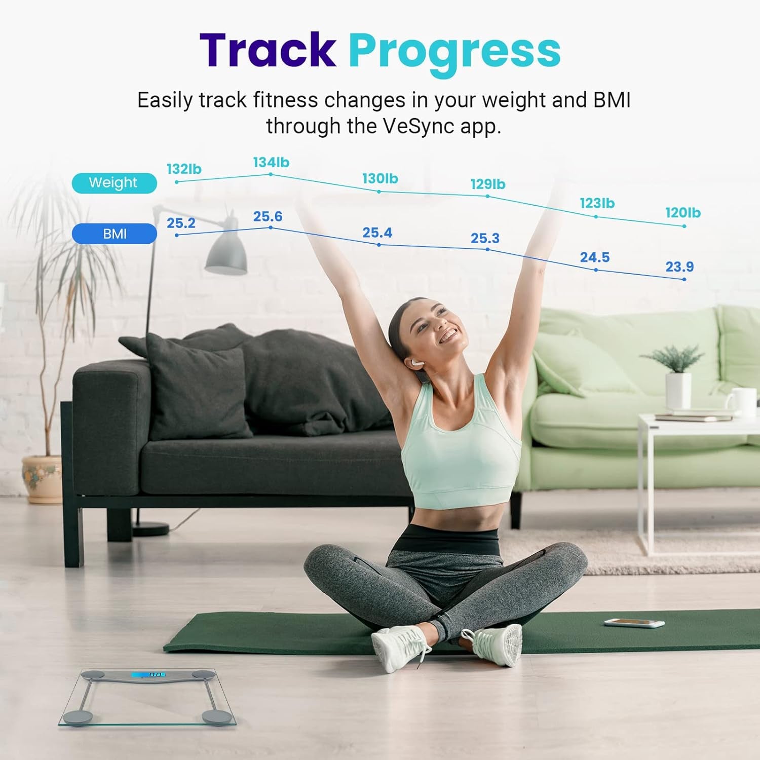 Bathroom Scale for Body Weight BMI Scale, Upgraded Bluetooth Digital Scale, Large Blue LCD Backlight Display, High Precision Measurements, 400 Pounds