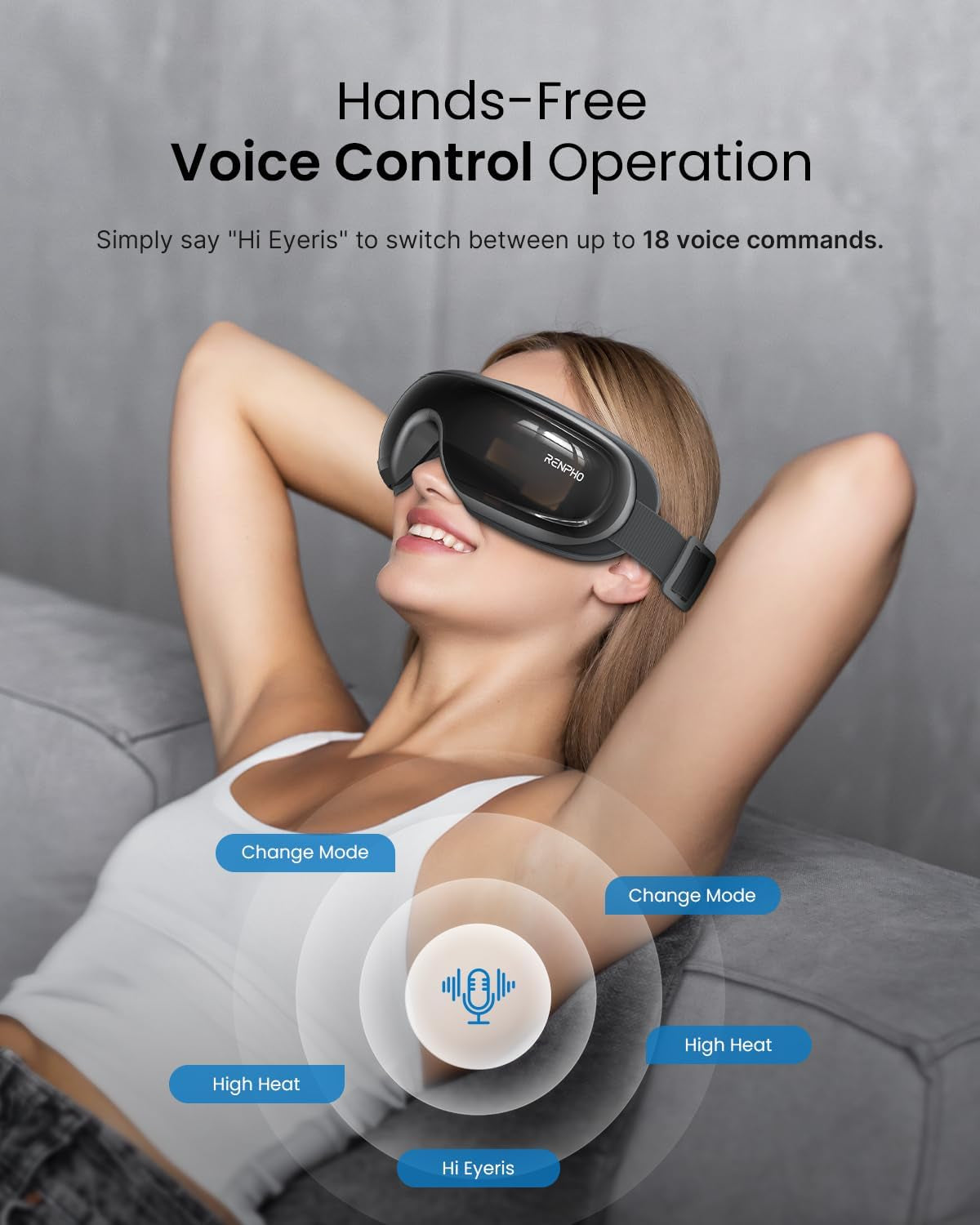 Eye Massager with Heat and Cooling for Migraines, Mothers Day Gifts for Mom, Eyeris 3 FSA HSA Voice Control Eye Massager, Eye Care Device with DIY Massage Setting, Birthday Gifts for Women/Men