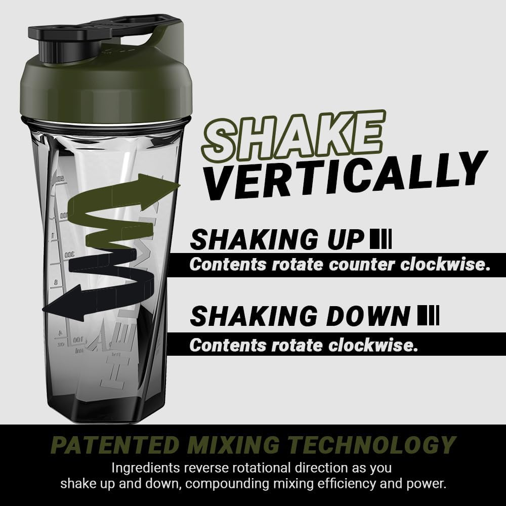 2.0 Vortex Blender Shaker Bottle Holds Upto 28Oz | No Blending Ball or Whisk | USA Made | Portable Pre Workout Whey Protein Drink Shaker Cup | Mixes Cocktails Smoothies Shakes | Top Rack Safe