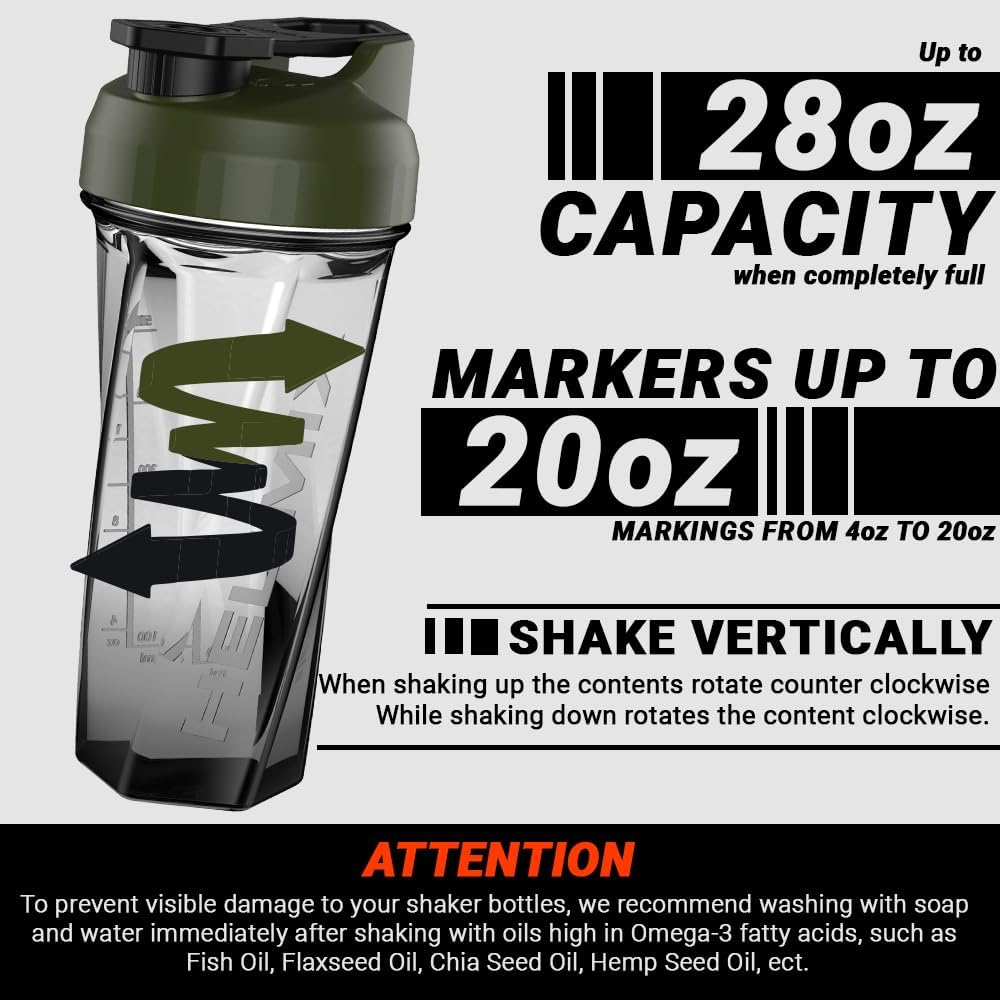 2.0 Vortex Blender Shaker Bottle Holds Upto 28Oz | No Blending Ball or Whisk | USA Made | Portable Pre Workout Whey Protein Drink Shaker Cup | Mixes Cocktails Smoothies Shakes | Top Rack Safe