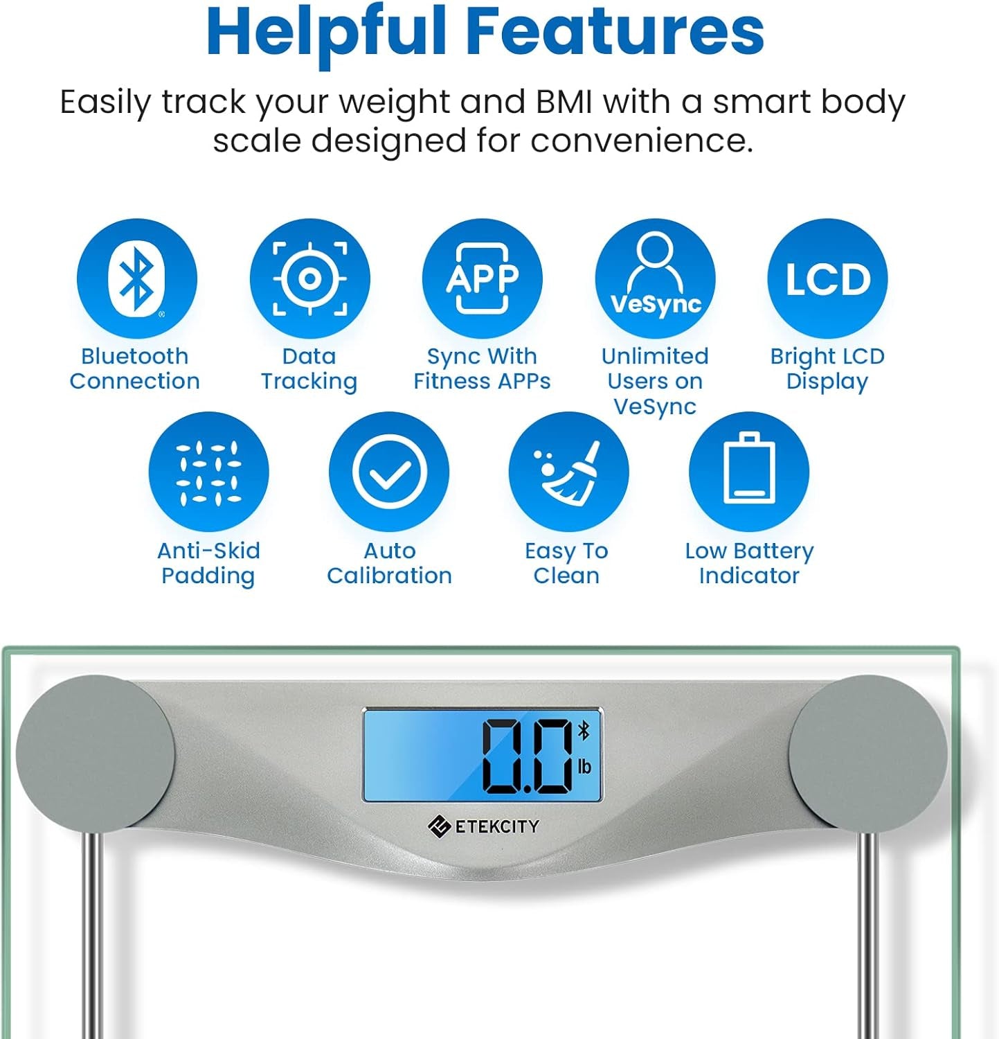 Bathroom Scale for Body Weight BMI Scale, Upgraded Bluetooth Digital Scale, Large Blue LCD Backlight Display, High Precision Measurements, 400 Pounds