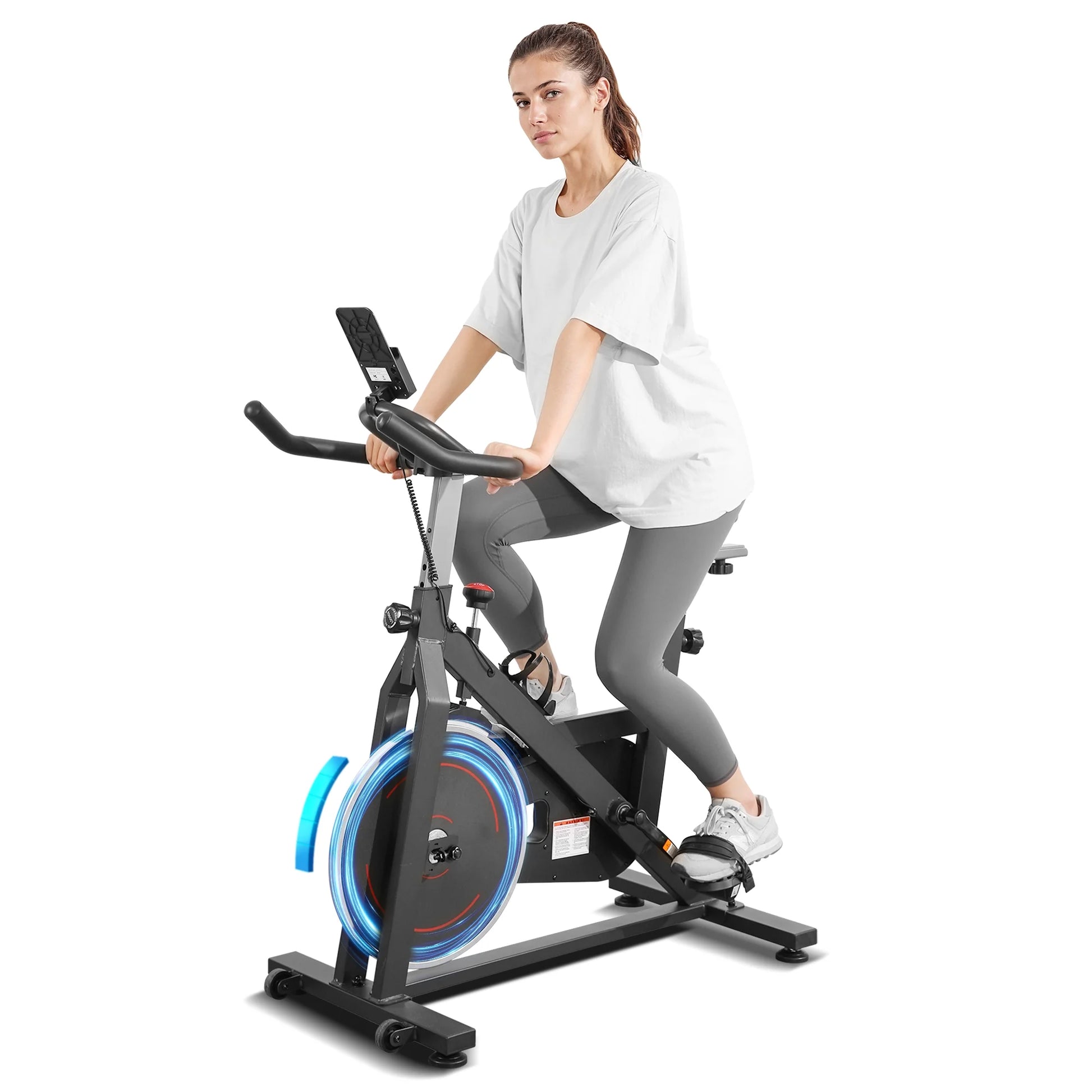 Exercise Bike Indoor Cycling Bike with 300Lbs. Big Seat Cushion for Home Cardio Leg Workout