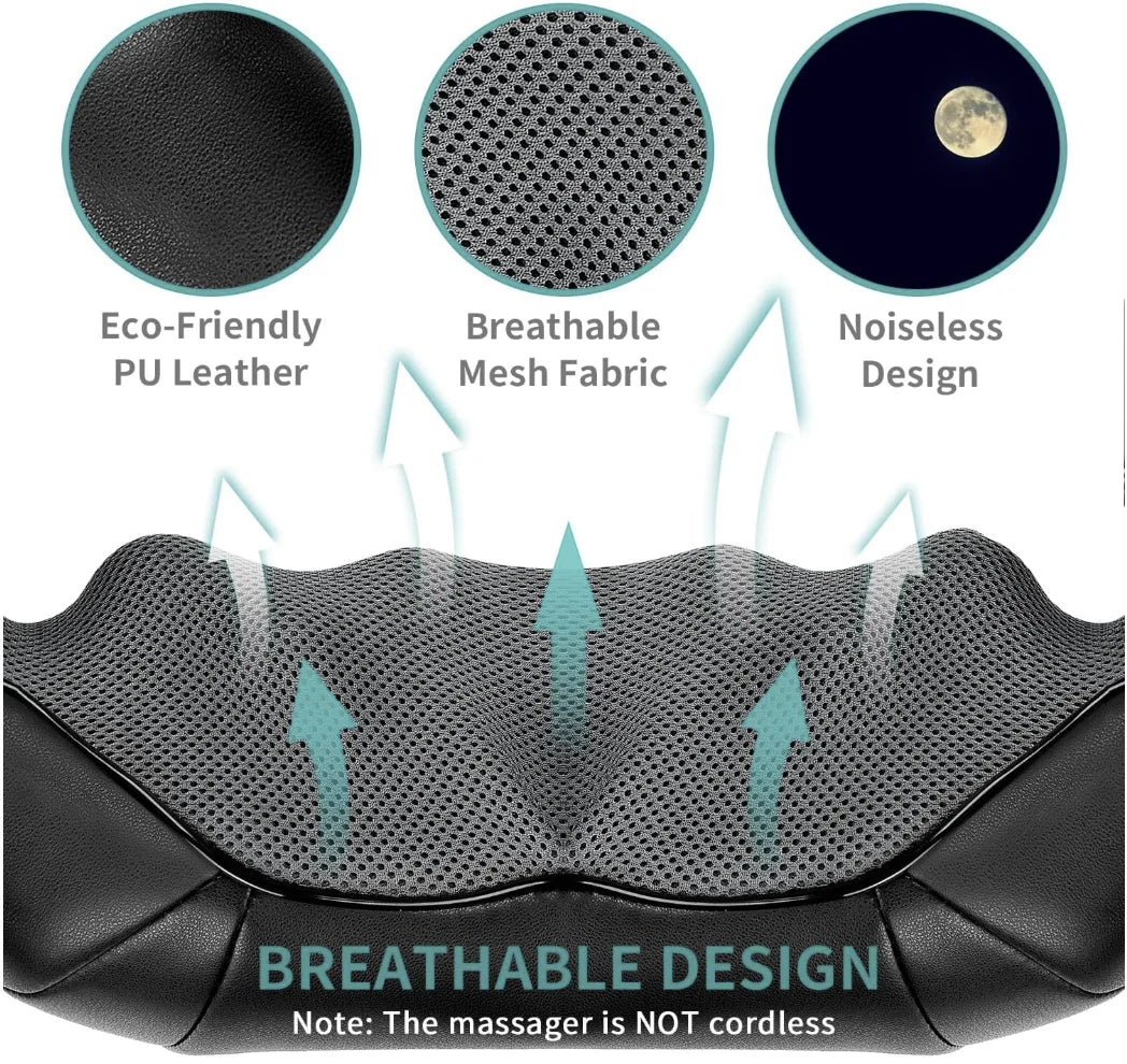 Dailylife Shiatsu Neck and Back Massager with Soothing Heat,  Electric Deep Tissue 3D Kneading Massage Pillow for Shoulder, Leg, Body Muscle Pain Relief,