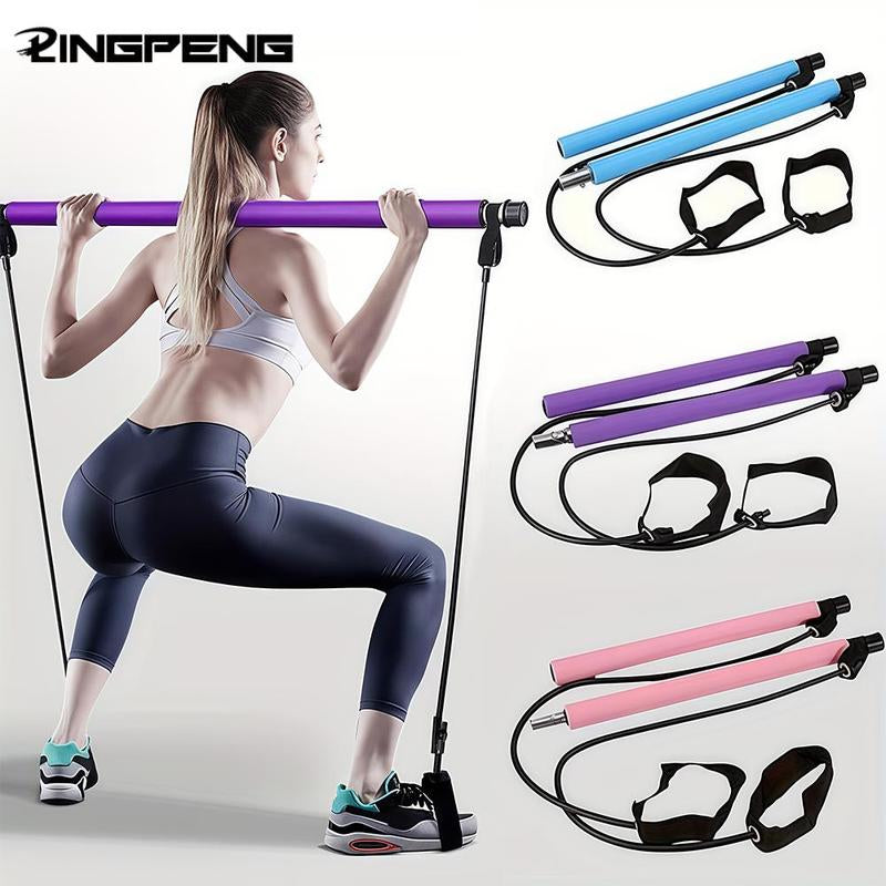 Multifunctional Pilates Stick, 1 Set Back Training Elastic Rope, Yoga Resistance Band, Fitness Equipment for Home Gym Workout, Stretching Gear, Gym Accessories, Stretch Rope, Workout Bands, Pilates Reformer